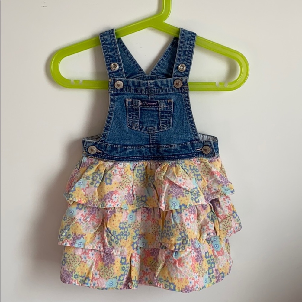 24M Jordache denim overalls dress w/ floral skirt